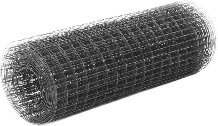 VidaXL Kippengaas 10x0.5 m staal met PVC coating grijs