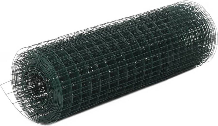 VidaXL Kippengaas 10x0.5 m staal met PVC coating groen