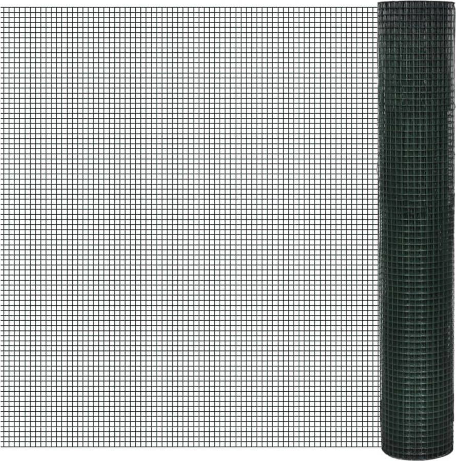 VidaXL Kippengaas 10x1 m gegalvaniseerd staal met PVC-coating groen