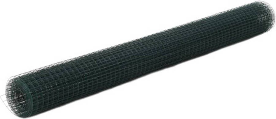 VidaXL Kippengaas 10x1.5 m staal met PVC coating groen