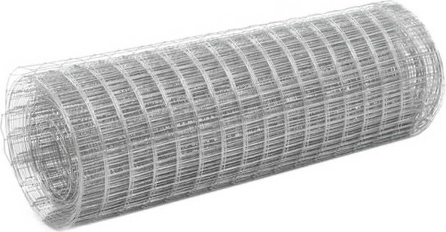 VidaXL Kippengaas 25x0.5 m gegalvaniseerd staal zilverkleurig