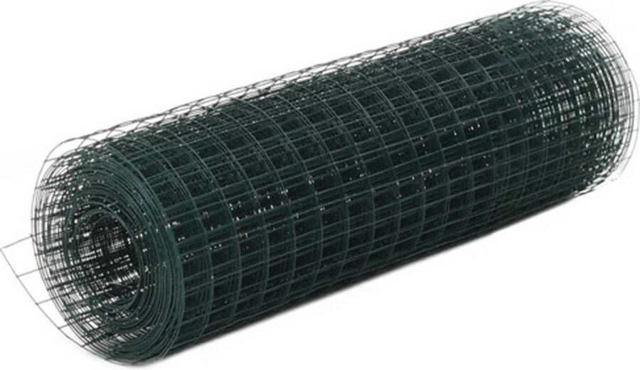 VidaXL Kippengaas 25x0.5 m staal met PVC coating groen