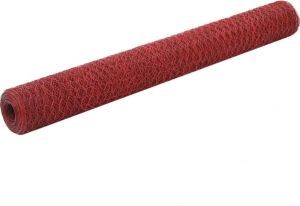 VidaXL Kippengaas 25x1 2 m staal met PVC coating rood