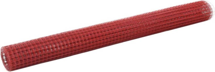VidaXL -Kippengaas-25x1 5-m-staal-met-PVC-coating-rood