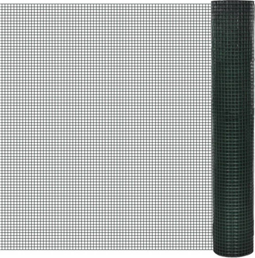 VidaXL Kippengaas 25x1 m gegalvaniseerd staal met PVC-coating groen