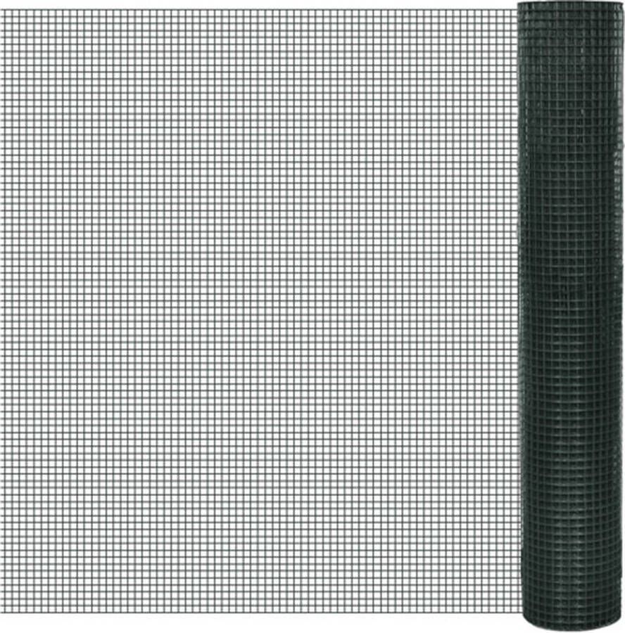 VidaXL Kippengaas 25x1 m gegalvaniseerd staal met PVC-coating groen