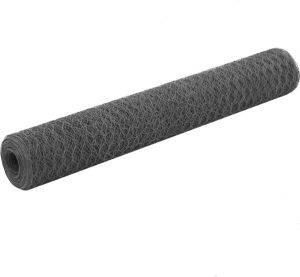 VidaXL Kippengaas 25x1 m staal met PVC coating grijs