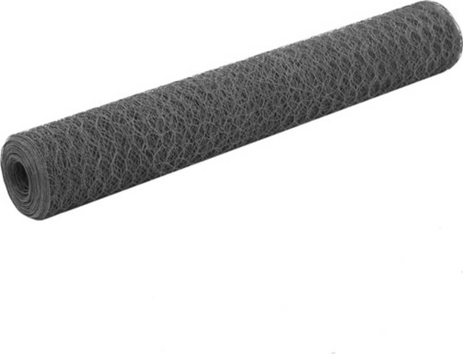 VidaXL -Kippengaas-25x1-m-staal-met-PVC-coating-grijs