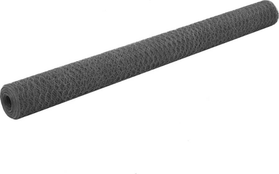 VidaXL Kippengaas 25x1.5 m staal met PVC coating grijs