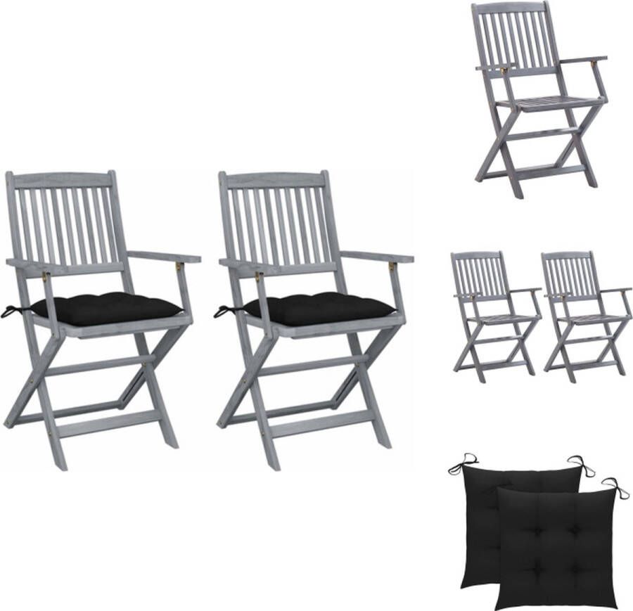 VidaXL Klapstoel Acaciahouten Stoelenset 54x57x91 cm Inklapbaar Greywash Tuinstoel