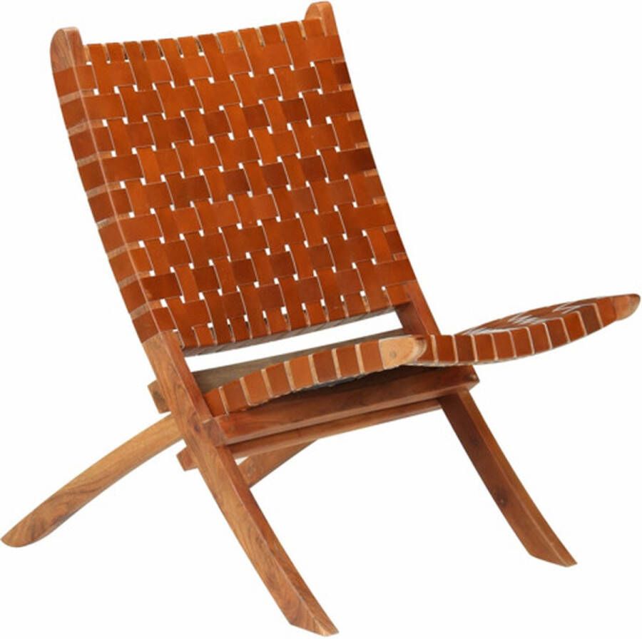 VidaXL Relaxstoel gekruiste strepen 59x72x79 cm echt leer bruin