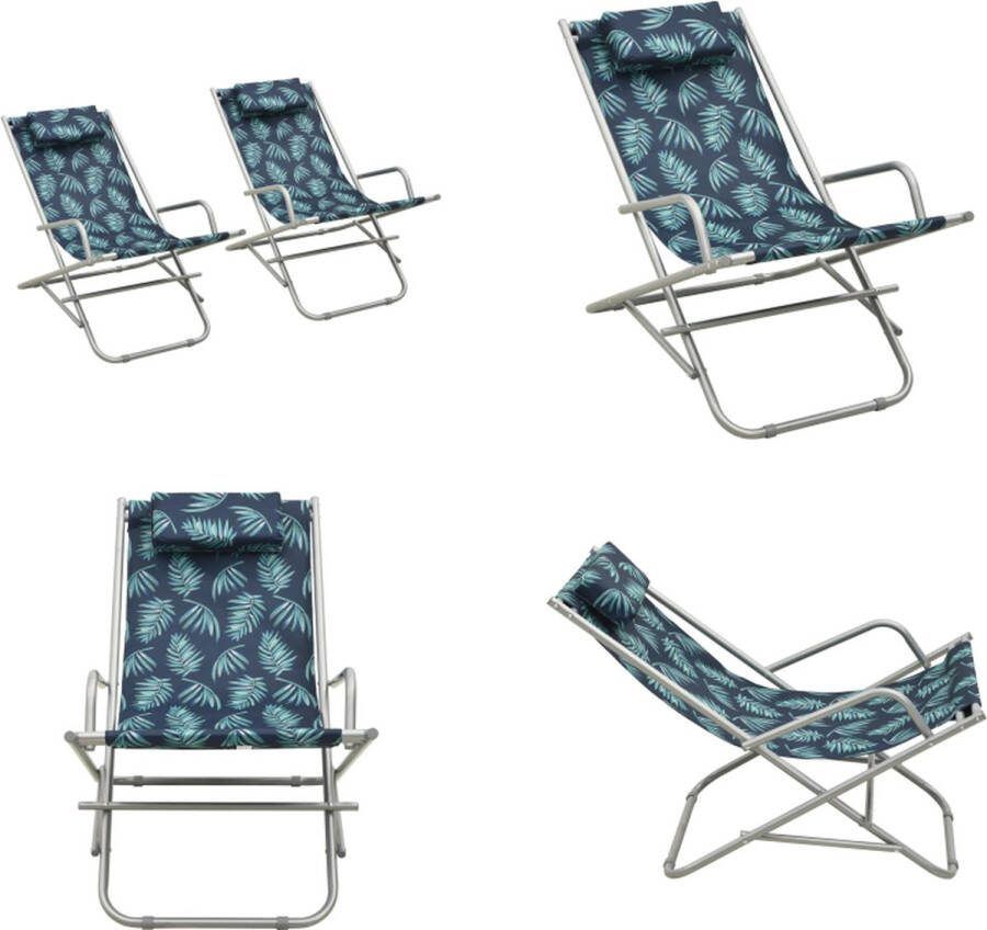 VidaXL Klapstoelen 2 st staal bladpatroon Klapstoel Klapstoelen Inklapbare Stoel Inklapbare Stoelen