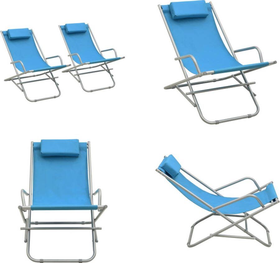 VidaXL Klapstoelen 2 st staal blauw Klapstoel Klapstoelen Inklapbare Stoel Inklapbare Stoelen