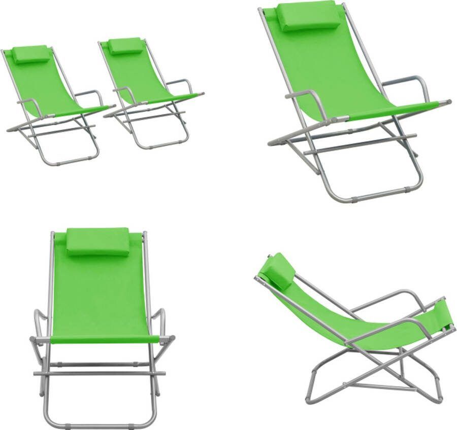 VidaXL Klapstoelen 2 st staal groen Klapstoel Klapstoelen Inklapbare Stoel Inklapbare Stoelen