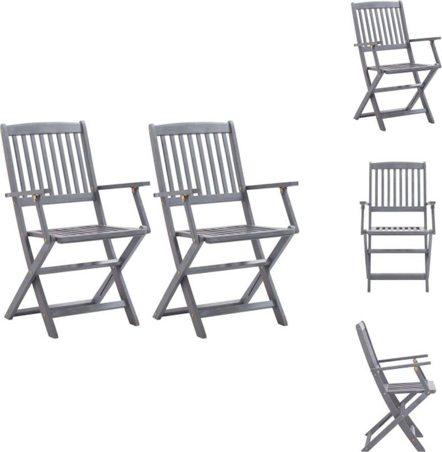 VidaXL Klapstoelen Acaciahout Greywash 54 x 57 x 91 cm Levering bevat 2 stoelen Tuinstoel