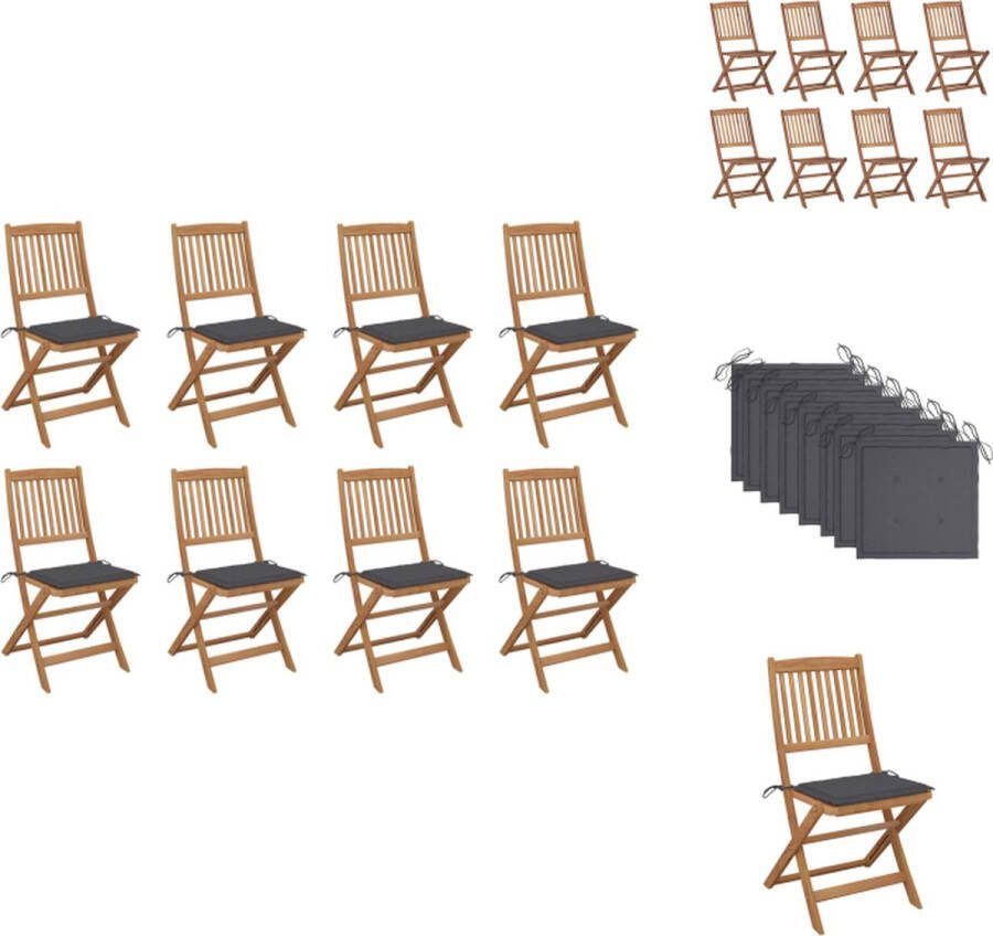 VidaXL Klapstoelen Eetstoelen Set 48.5 x 57 x 91 cm Acaciahout Inclusief Kussens Tuinstoel