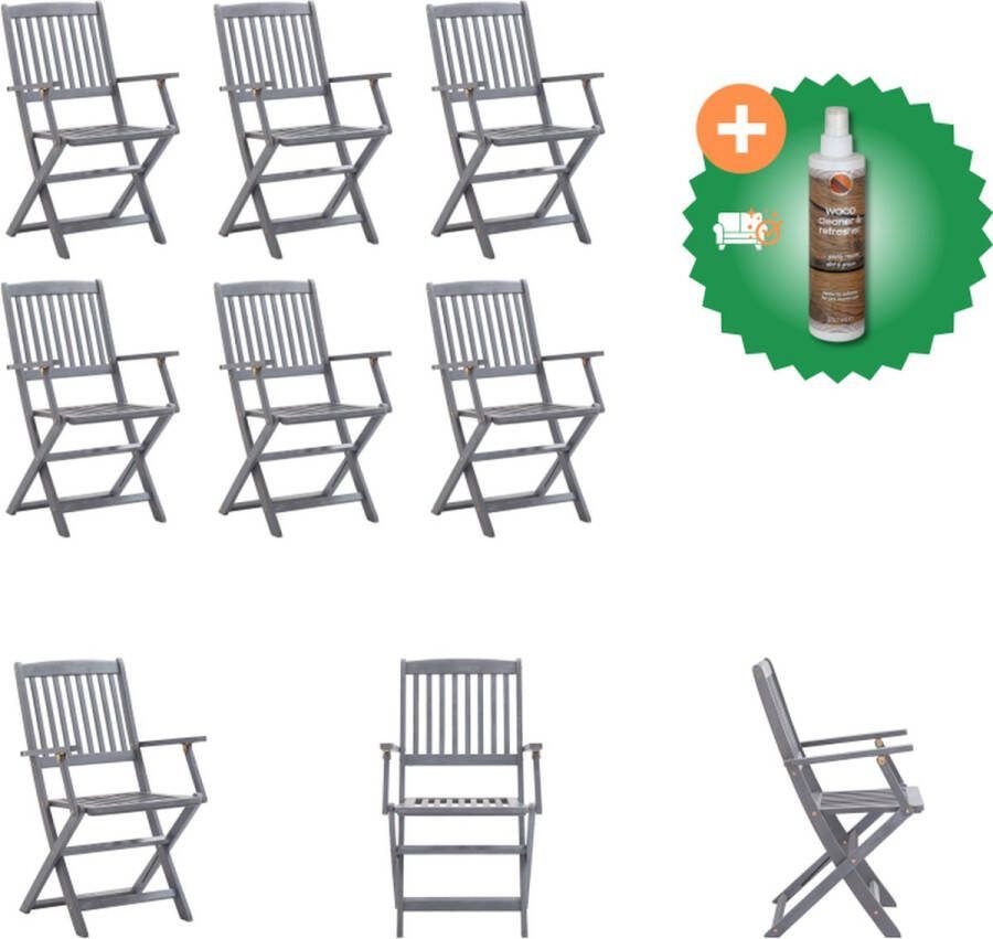 VidaXL Klapstoelen Houten tuinset 54 x 57 x 91 cm Acaciahout Greywash Tuinstoel Inclusief Houtreiniger en verfrisser