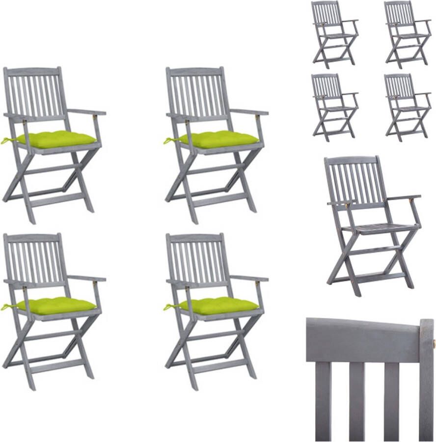 VidaXL Klapstoelen Massief Acaciahout 54 x 57 x 91 cm Greywash Tuinstoel