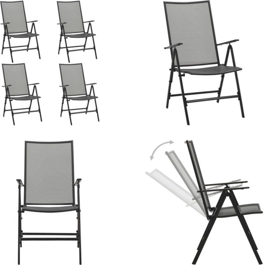 VidaXL Klapstoelen mesh 4 st staal antraciet Klapstoel Klapstoelen Mesh Stoel Mesh Stoelen