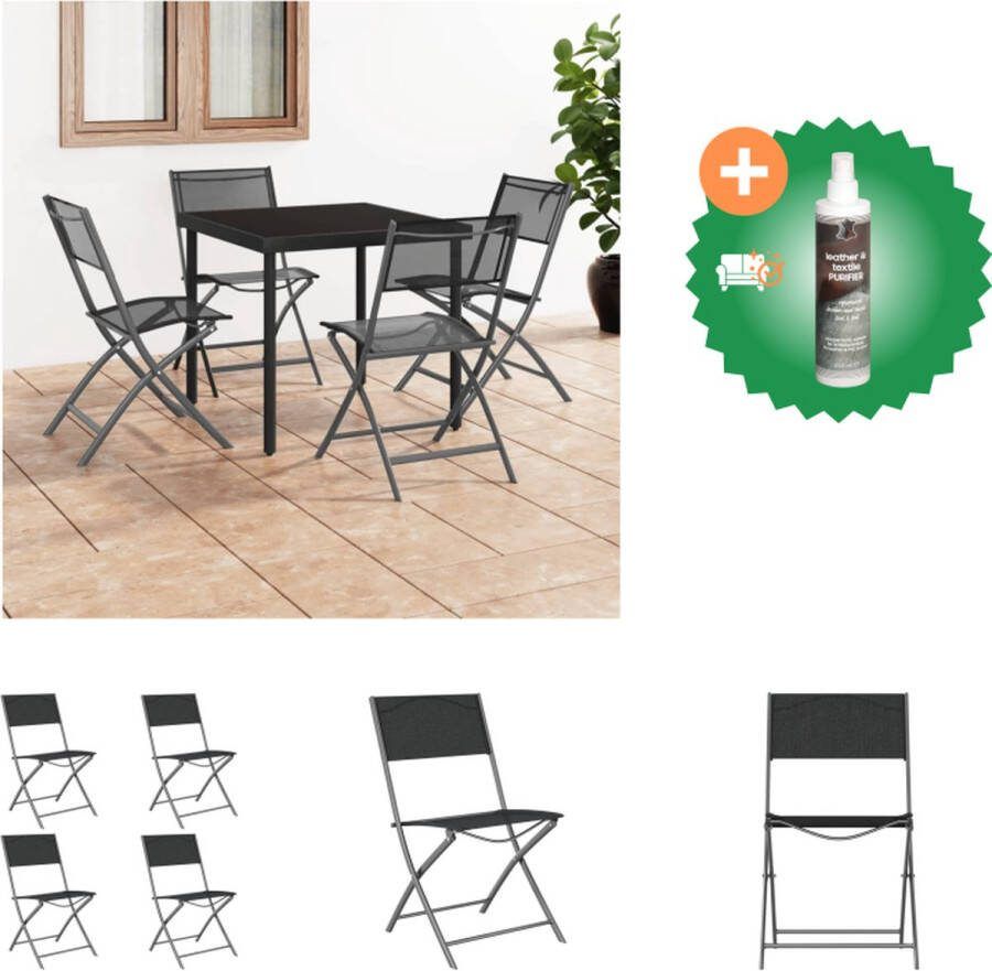 VidaXL Tuinstoelen inklapbaar 4 st staal en textileen zwart Tuinstoel Inclusief Reiniger