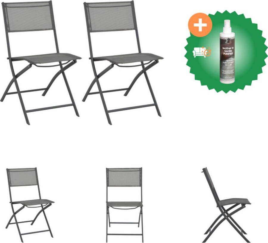 VidaXL Klapstoelen Tuin 45x54x86cm Grijs Tuinstoel Inclusief Reiniger