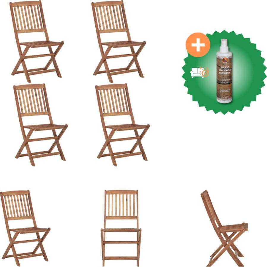 VidaXL Klapstoelen Tuin 48.5 x 57 x 91 cm Massief acaciahout Tuinstoel Inclusief Houtreiniger en verfrisser