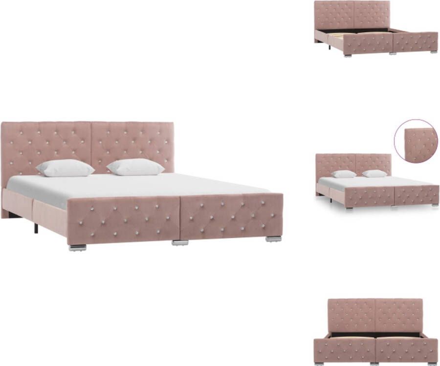 VidaXL Klassiek Bedframe Fluwelen Bekleding Geschikt voor Matras van 160 x 200 cm Roze Bed