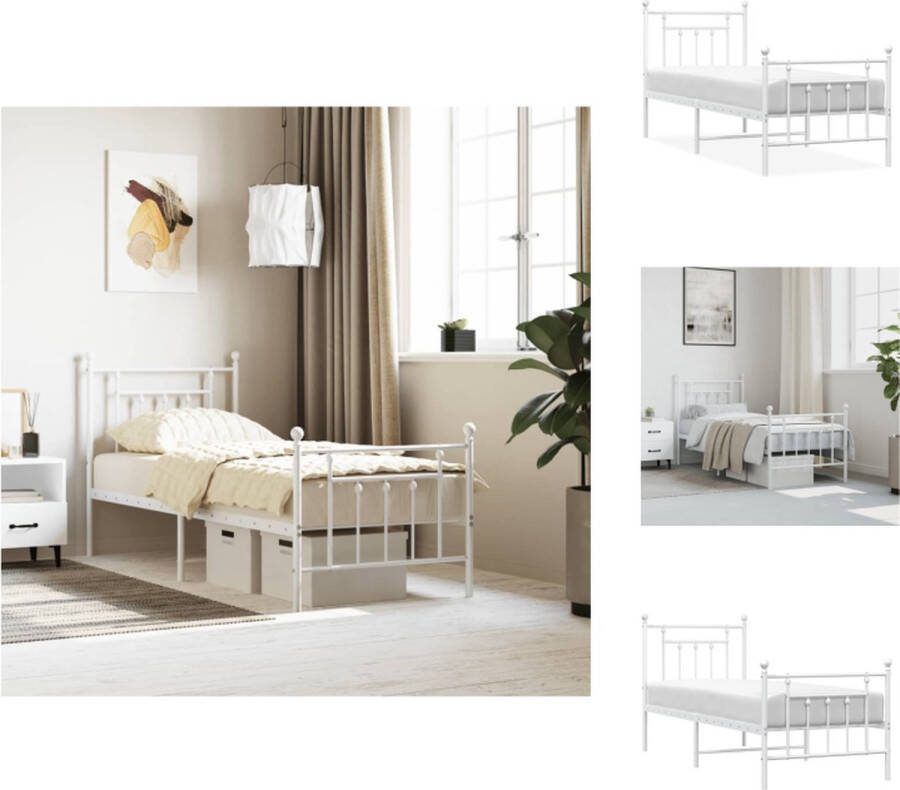 VidaXL Klassiek Bedframe Metaal 196 x 80 x 97 cm Wit Bed