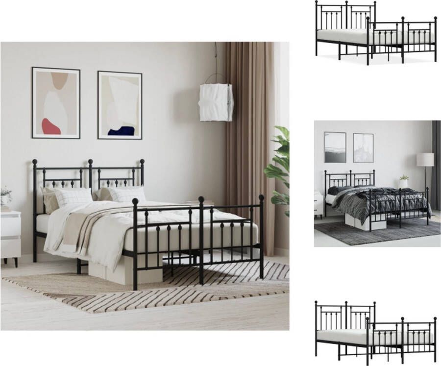 VidaXL Klassiek Bedframe Robuuste Metalen Constructie Metalen Latten en Poten Extra Opbergruimte Functioneel Hoofd- en Voeteneinde Zwart 196x142x97 cm Bed