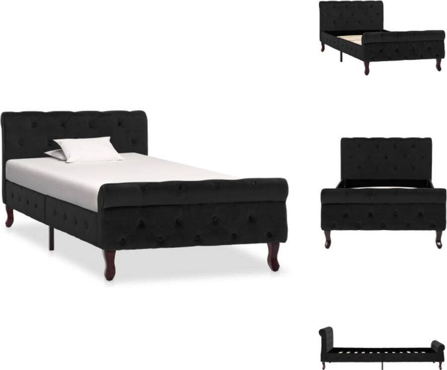 VidaXL Klassiek Bedframe Zwart Fluweel 90x200 cm Massief grenenhouten poten Bed