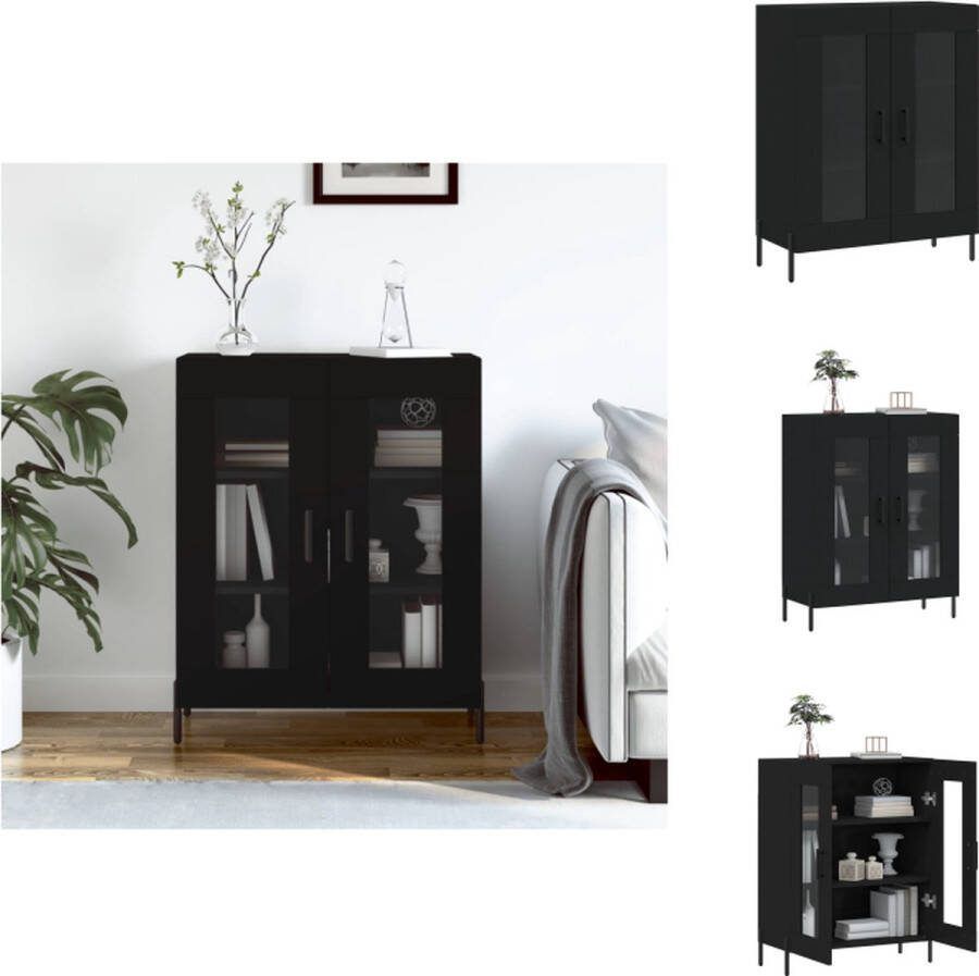 VidaXL Klassiek Dressoir Bewerkt Hout 69.5 x 34 x 90 cm Zwart Keukenkast