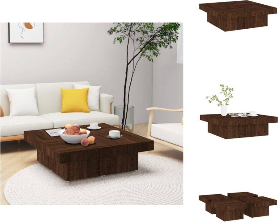 VidaXL Klassieke Salontafel Bewerkt Hout 90 x 90 x 28 cm Bruineiken Tafel