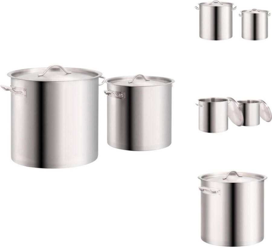 VidaXL Kookpannenset RVS Inductie Gas Ruime Inhoud Veilig Ontwerp Pan
