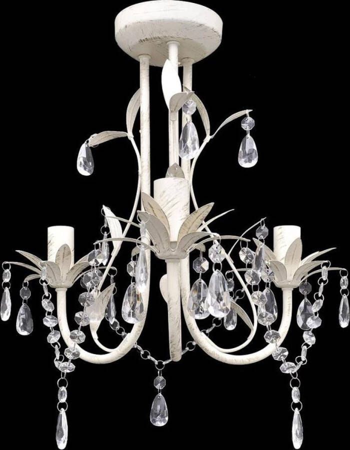 VidaXL Kristallen kroonluchter met wit elegant design (3 lampen)
