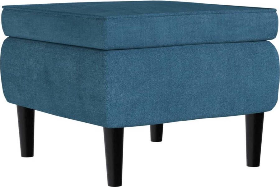 VidaXL -Kruk-met-houten-poten-fluweel-blauw