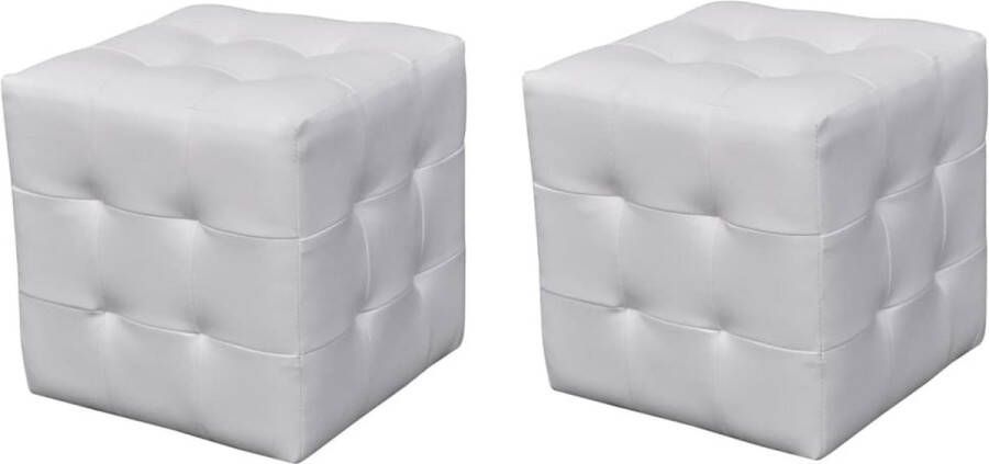 VidaXL Hocker 30 x 30 cm wit (2 stuks)