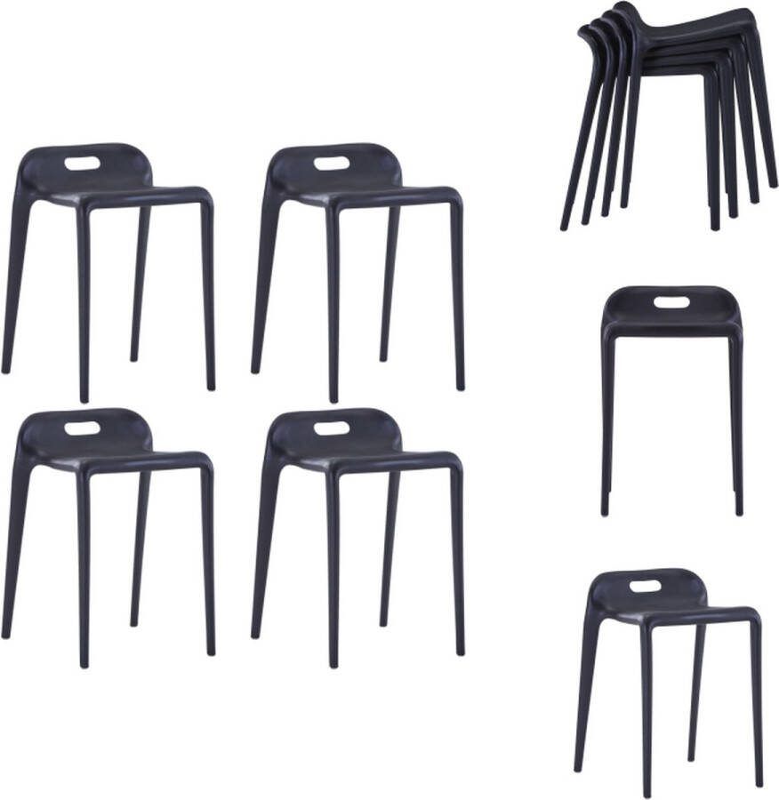 VidaXL Krukkenset Kunststof 36.5 x 41 x 54.5 cm Zwart Barkruk