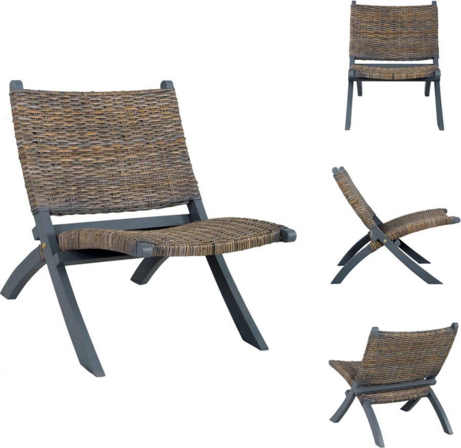 VidaXL Kubu Rattan Relaxstoel 60x77x70 cm Grijs Fauteuil
