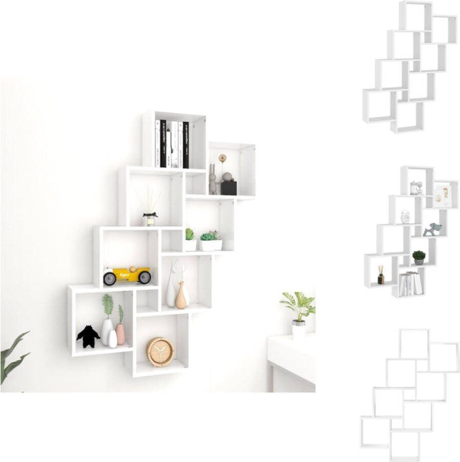 VidaXL Kubus Wandplank 90 x 15 x 119 cm Wit Stevig en stabiel Wandsteun