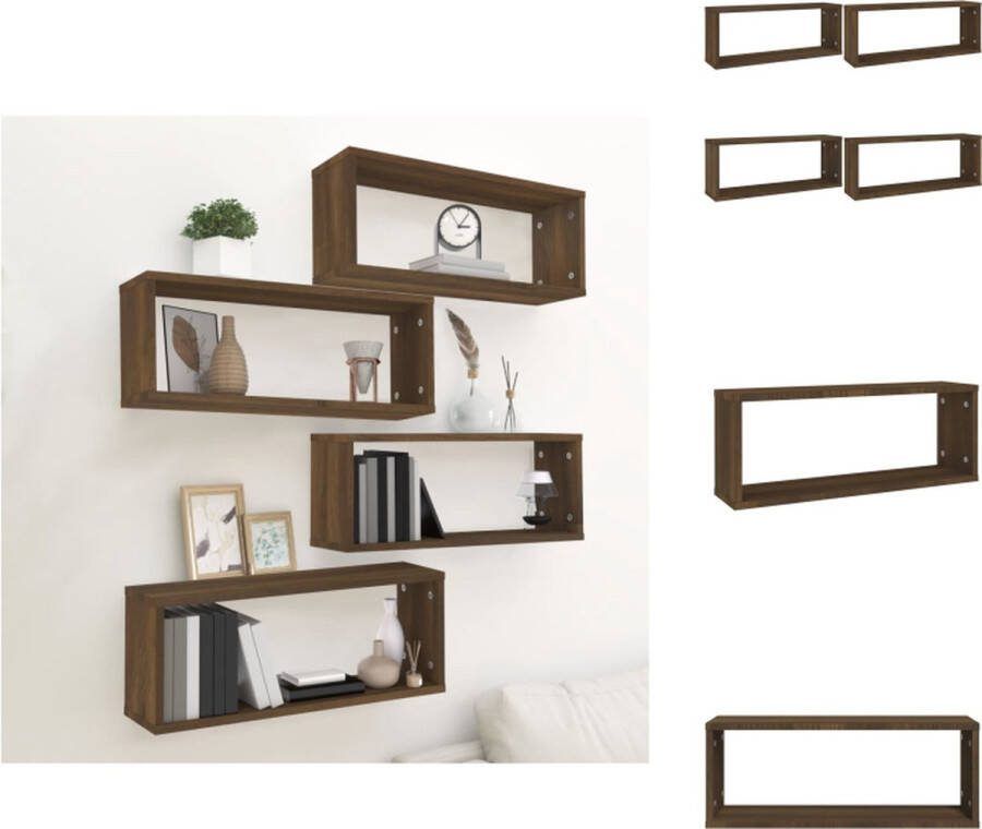 VidaXL Kubus Wandschap Bruineiken 60 x 15 x 23 cm Gemaakt van Bewerkt Hout Wandsteun