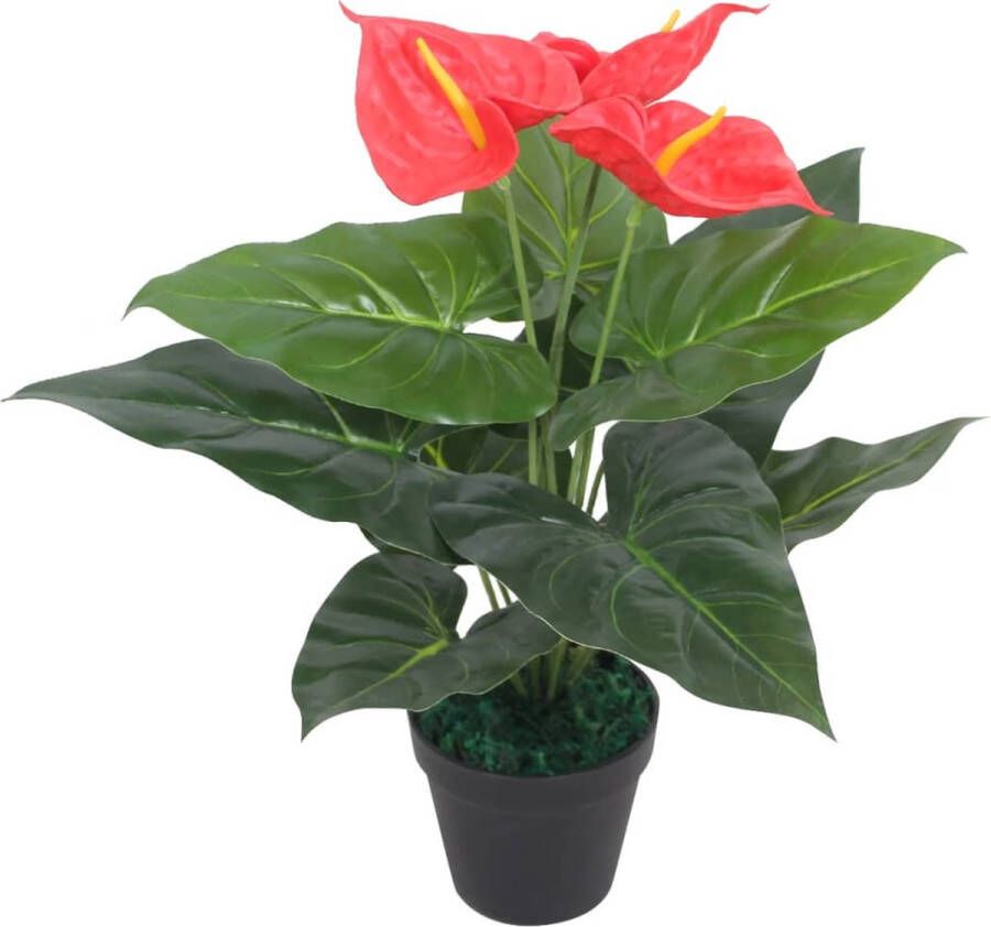 VidaXL -Kunst-anthurium-plant-met-pot-45-cm-rood-en-geel