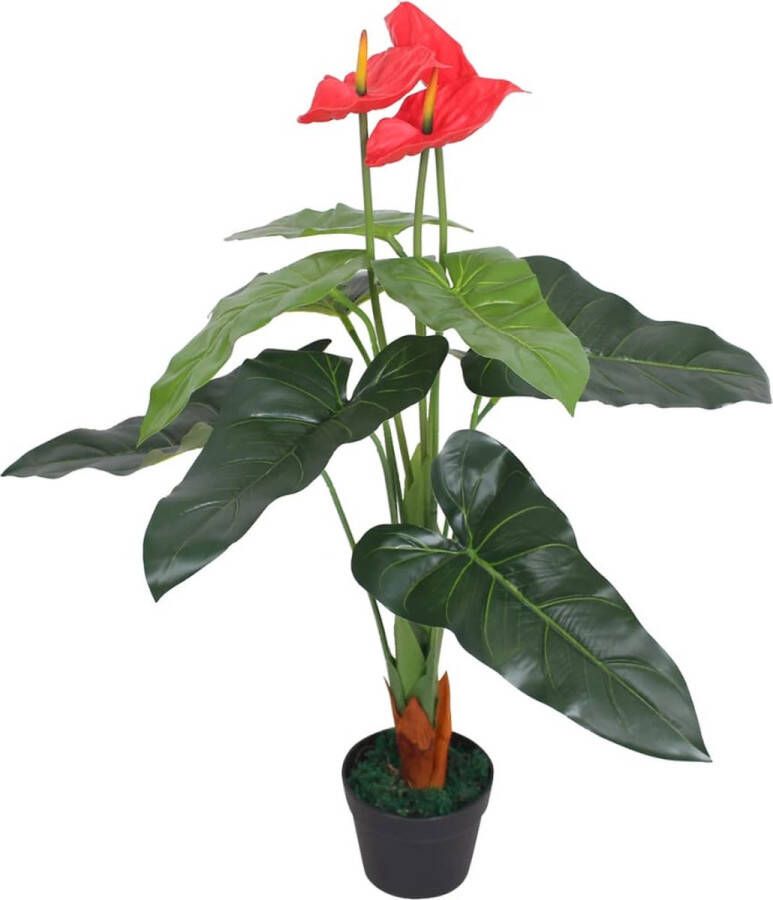 VidaXL -Kunst-anthurium-plant-met-pot-90-cm-rood-en-geel