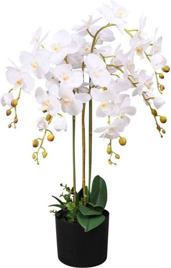 vidaXL Kunst orchidee plant met pot 75 cm wit