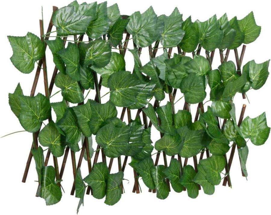 VidaXL Kunstplant druivenblad op latwerk uittrek baar 180x20 cm groen