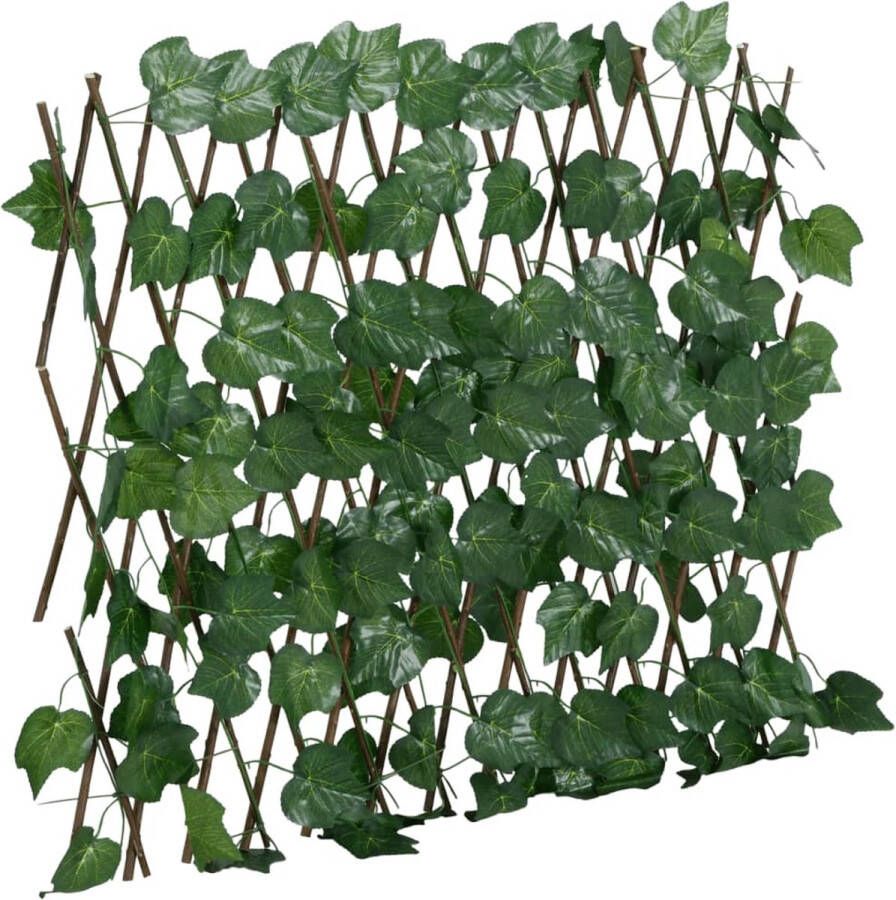 VidaXL Kunstplant druivenblad op latwerk uittrekbaar 190x60 cm groen