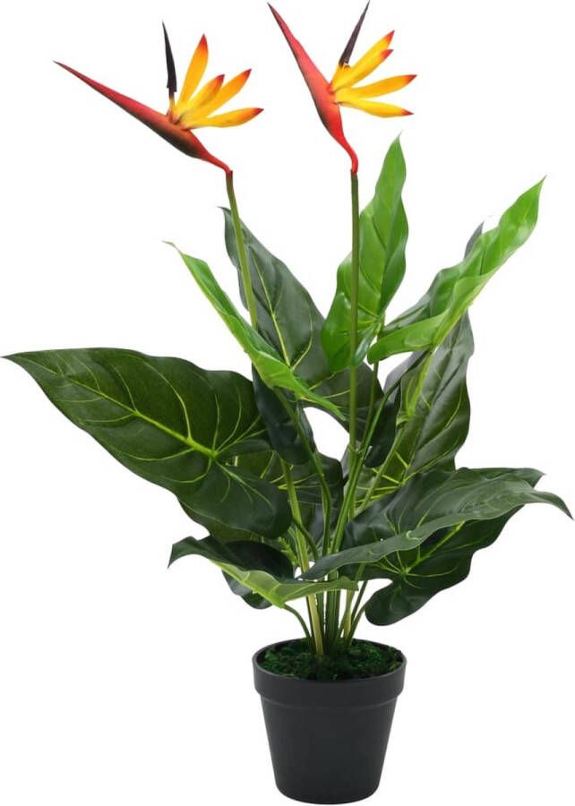 VIDAXL kunstplant paradijsvogelbloem + pot groen-rood-geel 66cm