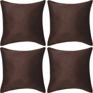 VidaXL Kussenhoezen 4 stuks bruin imitatie suède 50x50 cm polyester