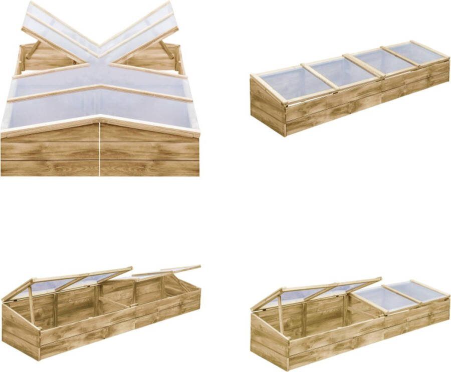 VidaXL Kweekkassen 2 st 200x50x35 cm geïmpregneerd grenenhout Koud Frame Koude Frames Kweekbak Kweekbakken