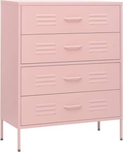 VidaXL Ladekast 80x35x101 5 Cm Staal Roze