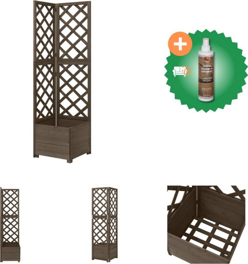 VidaXL Latwerkplantenbak hoekmodel 40x40x150 cm vurenhout grijs Bloempot Inclusief Houtreiniger en verfrisser